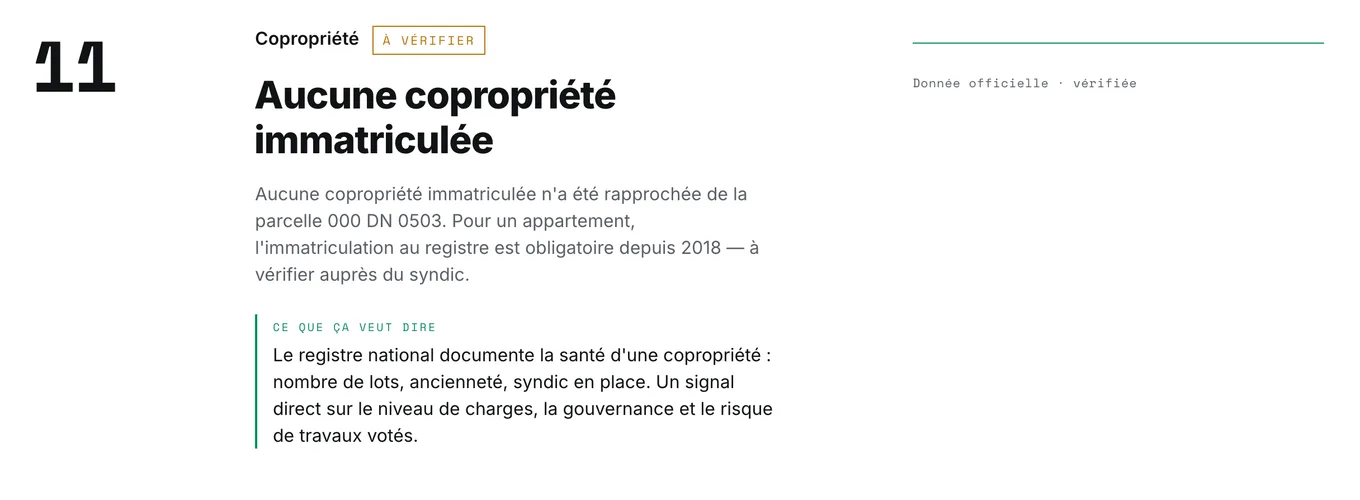 Dimension Copropriété d’un rapport ImoVertical : rapprochement avec le registre national des copropriétés.